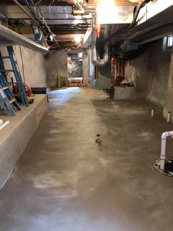 Completed basement project by Natalini Masonry in Bucks County PA