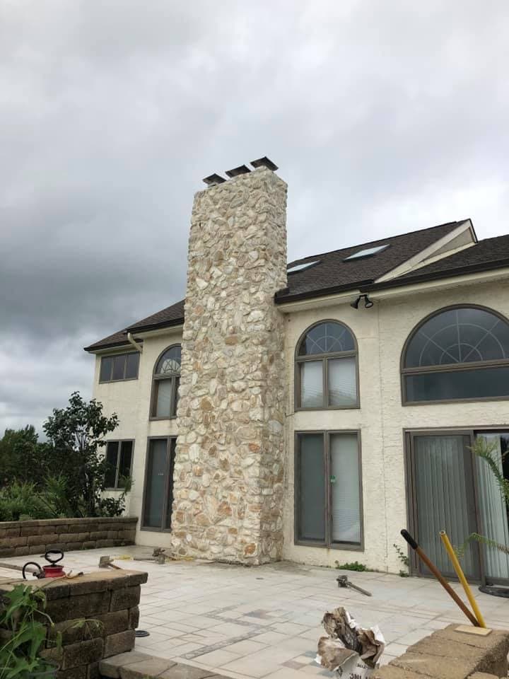 Completed stone steps by Natalini Masonry in Bucks County PA